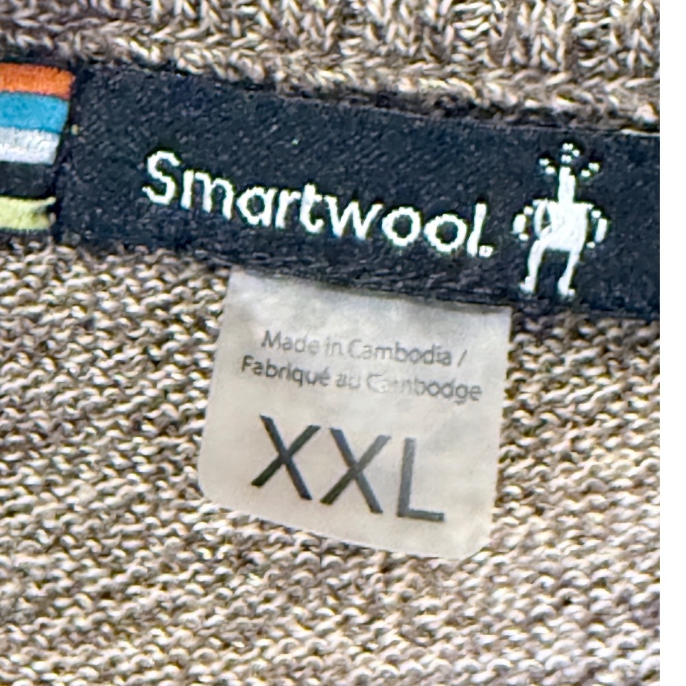 Smartwool Mens XXL Quarter Zip Merino Wool Blend Sweater Heather Brown Mock Neck - Picture 2 of 8